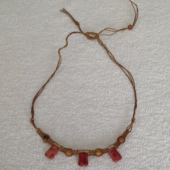 Red Agate Braided String Cord Chain Necklace - Picture 2 of 12